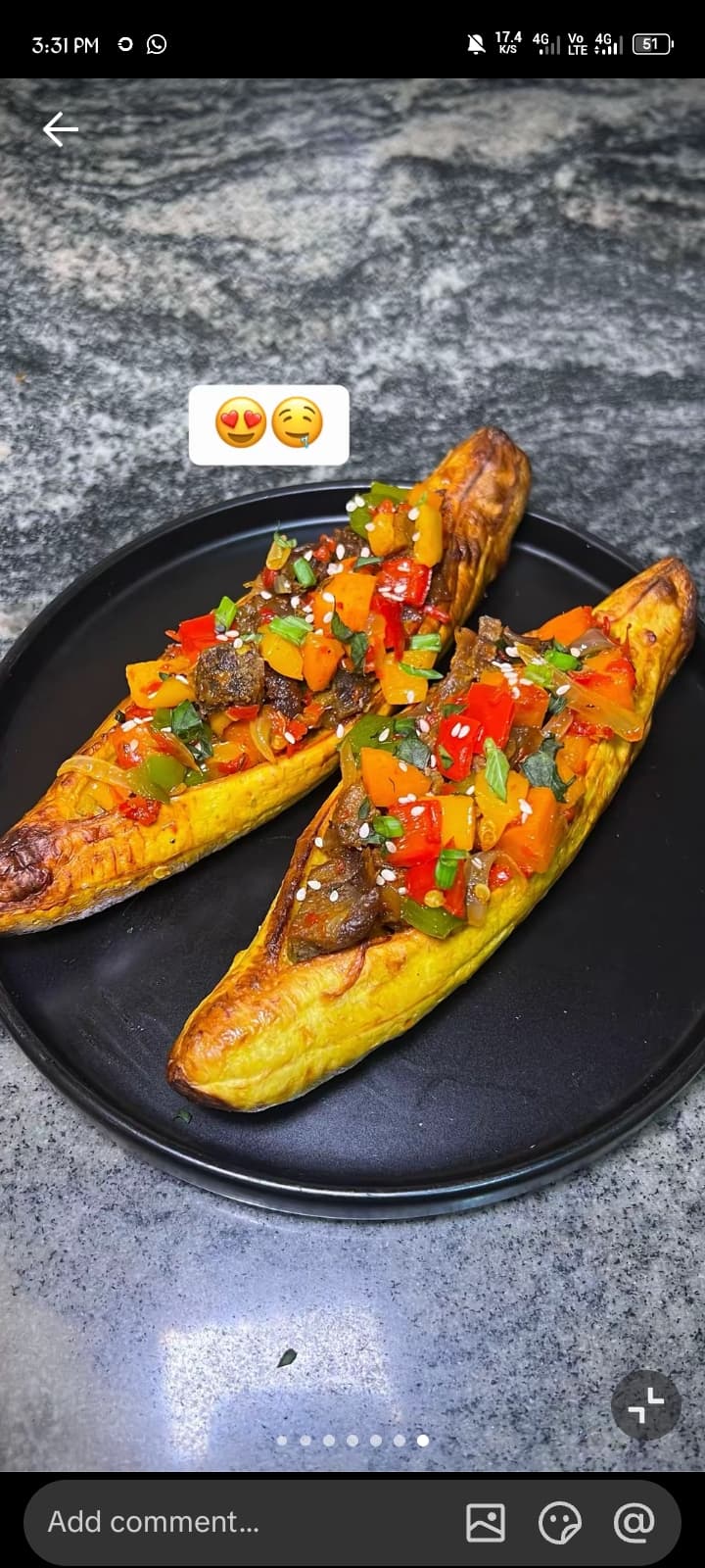 Stuffed plantain boat