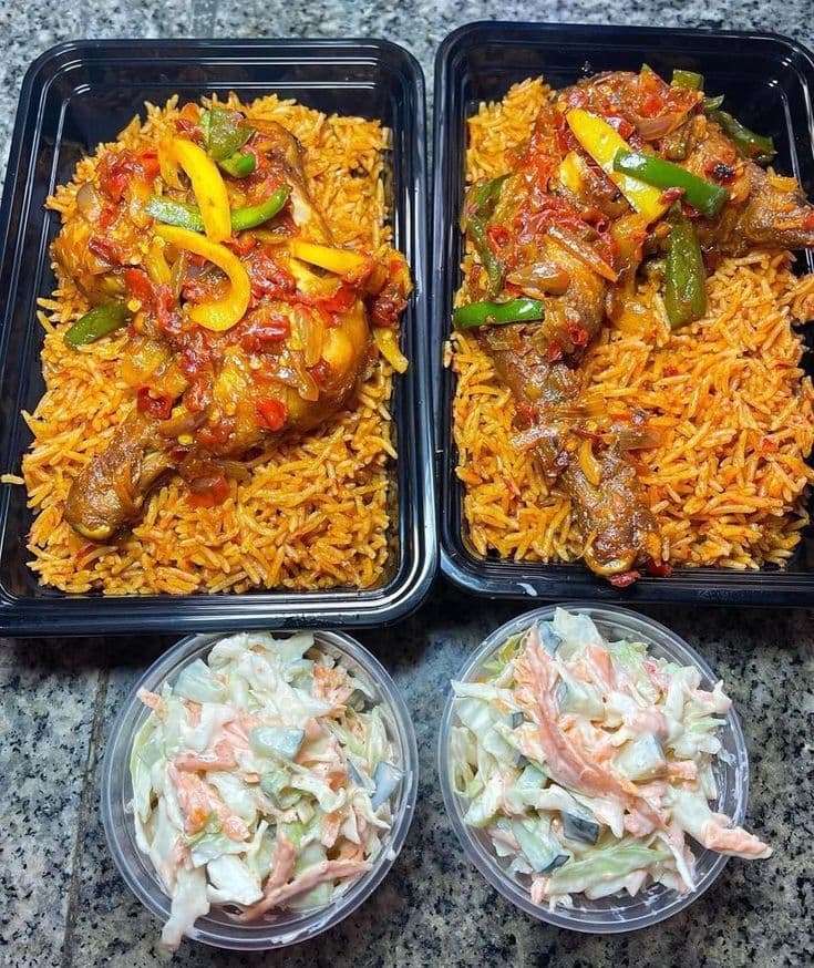 Jollof Rice and Chicken with Salad
